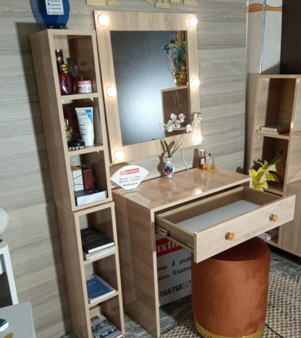 Coiffeuse Maquillage Professionnelle LED  | Lumière réglabl pour un maquillage parfait | Table Makeup avec Miroir Hollywood et Rangements.  Coiffeuse Hollywood LED Pas Cher – Image 4